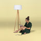 Design floor lamp with wooden legs Chloe 140