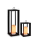 Cordless portable metal lantern with flame effect/static light SIROCO